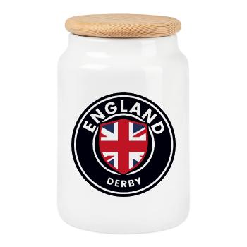 England Derby Shield Emblem - Cookie Jar with Wooden Lid - white - Front