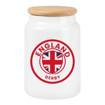 Blason du Derby d’Angleterre - Boîte à biscuits avec couvercle en bois - blanc - Devant
