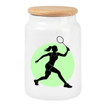 Coup droit d’un joueur de badminton - Boîte à biscuits avec couvercle en bois - blanc - Devant