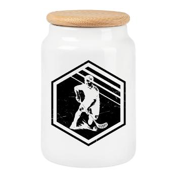 Floorball Liebe klarer Look für Unihockey - Keksdose mit Holzdeckel - Weiß - Vorne
