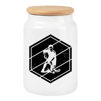 Vintage floorball design for floorball - Cookie Jar with Wooden Lid - white - Front