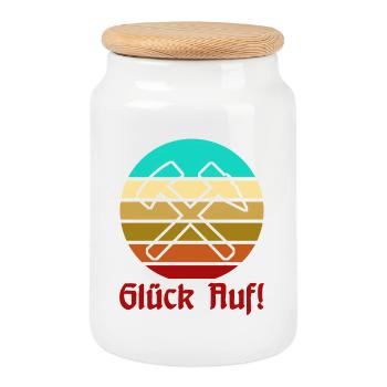 Glück Auf! - Ruhrpott - Zeche - Zollverein - Keksdose mit Holzdeckel - Weiß - Vorne