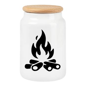 Bois de chauffage pour feu de camp - Boîte à biscuits avec couvercle en bois - blanc - Devant