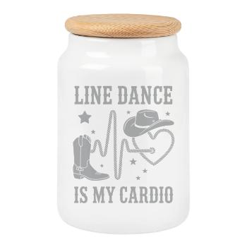 Line Dance Cardio Cowboy - Keksdose mit Holzdeckel - Weiß - Vorne