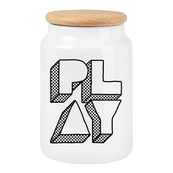 Appuyez sur Play - Conception de DJ de fête musicale - Boîte à biscuits avec couvercle en bois - blanc - Devant