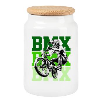 BMX Rider – Action Sport Street Design - Keksdose mit Holzdeckel - Weiß - Vorne