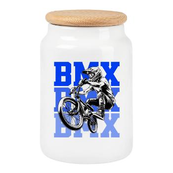 BMX Freestyle Sport Art - Boîte à biscuits avec couvercle en bois - blanc - Devant