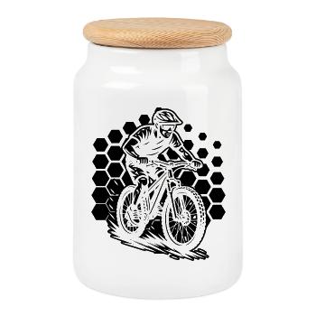 Style VTT pour toutes les occasions - Boîte à biscuits avec couvercle en bois - blanc - Devant