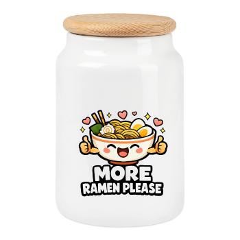 More Ramen Please - Keksdose mit Holzdeckel - Weiß - Vorne