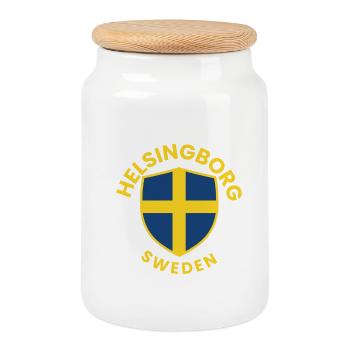 Bouclier de Helsingborg, Suède - Boîte à biscuits avec couvercle en bois - blanc - Devant