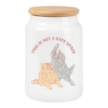CE N’EST PAS UN ESPACE SÛR - Boîte à biscuits avec couvercle en bois - blanc - Devant