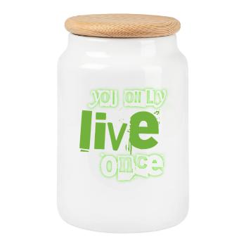 On ne vit qu’une fois On regarde des graffitis verts - Boîte à biscuits avec couvercle en bois - blanc - Devant