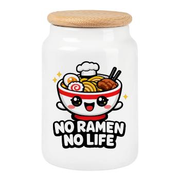 Ramen Lächeln Bowl - Keksdose mit Holzdeckel - Weiß - Vorne