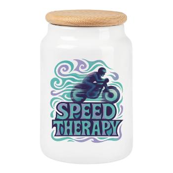 Speed Therapy - Motorcycle - Cookie Jar with Wooden Lid - white - Front