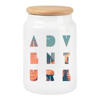 Mountain ADVENTURE - Cookie Jar with Wooden Lid - white - Front