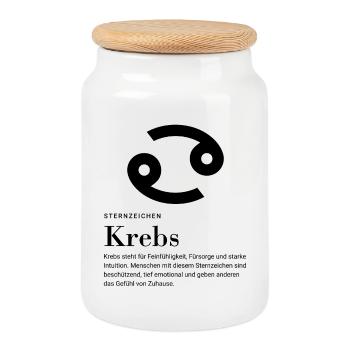 Zodiac sign Cancer - Cookie Jar with Wooden Lid - white - Front