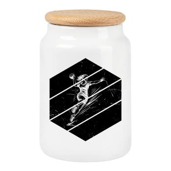 Direct Handball Statement for Women - Cookie Jar with Wooden Lid - white - Front