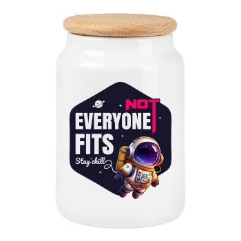 Not Everyone Fits Stay Chill - Cookie Jar with Wooden Lid - white - Front
