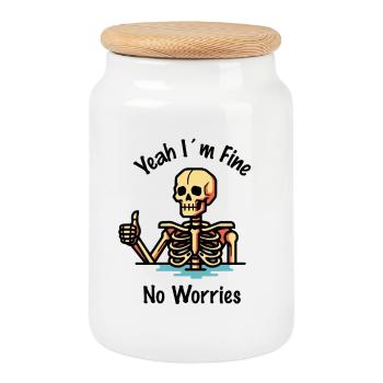 Im fine no worries - Keksdose mit Holzdeckel - Weiß - Vorne