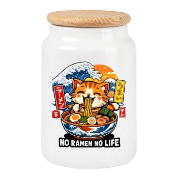 Ramen Is Life - Cookie Jar with Wooden Lid - white - Front