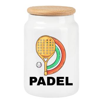 Je peux pas j ai padel - Boîte à biscuits avec couvercle en bois - blanc - Devant