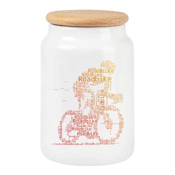 Great road bike gift for road bike - Cookie Jar with Wooden Lid - white - Front