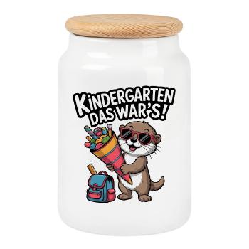 KINDERGARTEN DAS WAR'S! Jetzt Schulkind! - Keksdose mit Holzdeckel - Weiß - Vorne