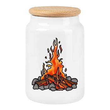 Feu de camp - Boîte à biscuits avec couvercle en bois - blanc - Devant