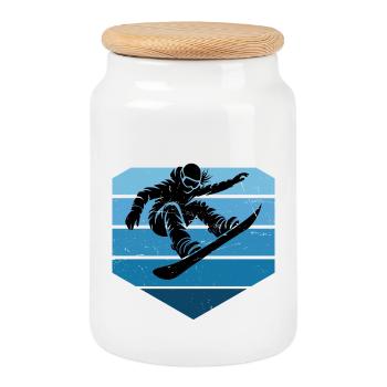 Snowboard Love to Dress Up for Women - Cookie Jar with Wooden Lid - white - Front