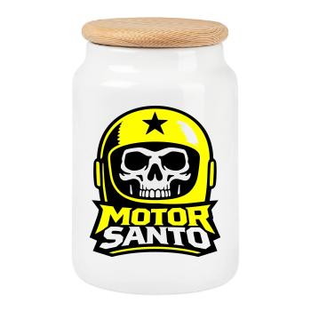 Logo du Crâne de Motor Santo - Boîte à biscuits avec couvercle en bois - blanc - Devant