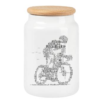 Conception de vélo de route compact pour vélo de route - Boîte à biscuits avec couvercle en bois - blanc - Devant