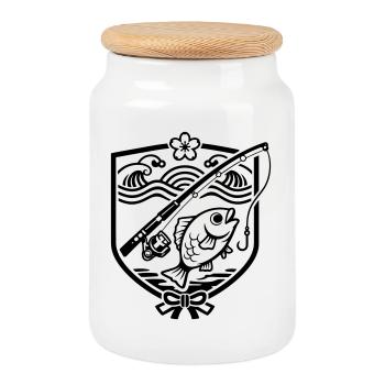 Angler Wappen - Keksdose mit Holzdeckel - Weiß - Vorne