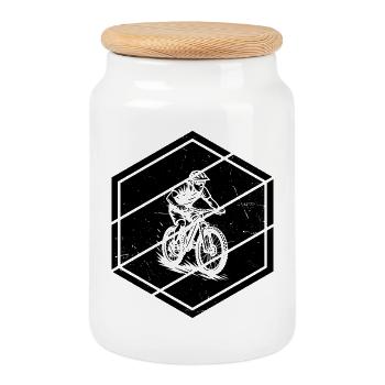 Ich liebe Mountainbike cooles Motiv für - Keksdose mit Holzdeckel - Weiß - Vorne