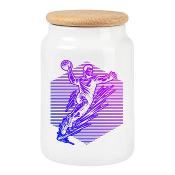 Clear handball message for men - Cookie Jar with Wooden Lid - white - Front