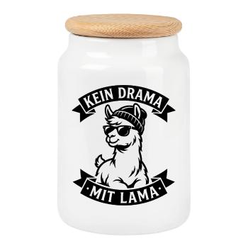 Pas de drame avec le lama - Boîte à biscuits avec couvercle en bois - blanc - Devant
