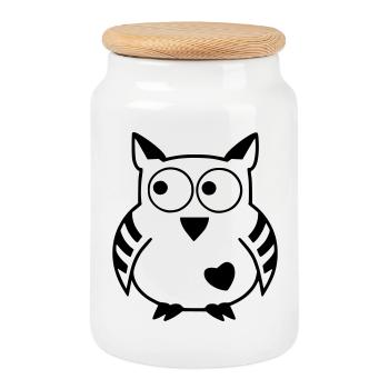 Moon Owl - Les produits célestes originaux - Boîte à biscuits avec couvercle en bois - blanc - Devant
