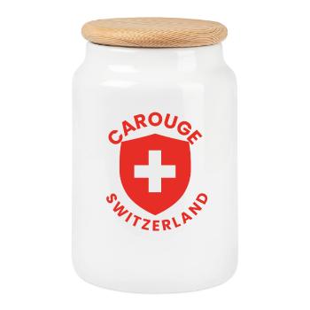 Carouge Suisse Conception du Bouclier - Boîte à biscuits avec couvercle en bois - blanc - Devant