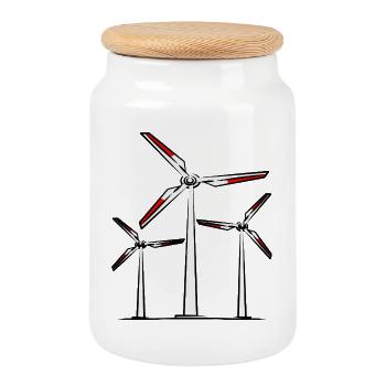 Climate change Wind turbine Wind power Environmental protection - Cookie Jar with Wooden Lid - white - Front