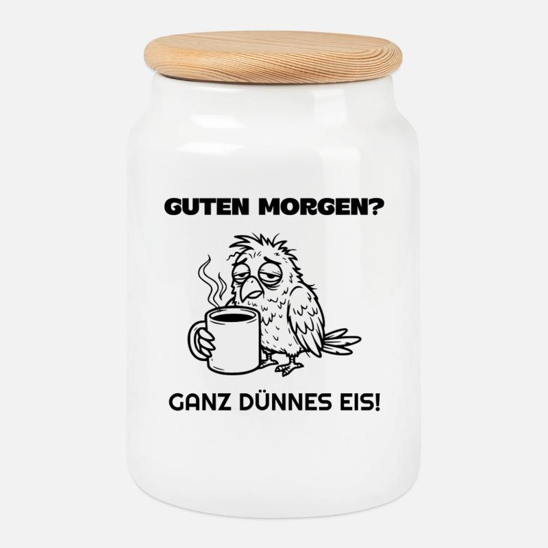 Guten Morgen Ganz dünnes Eis  - Keksdose mit Holzdeckel - Weiß