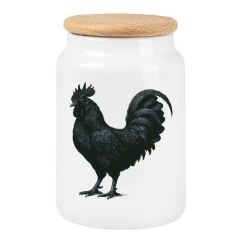 Ayam Cemani, Coq noir au clair de lune - Boîte à biscuits avec couvercle en bois - blanc - Devant
