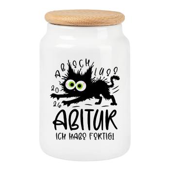 Abitur 2026 J’en ai fini chat - Boîte à biscuits avec couvercle en bois - blanc - Devant