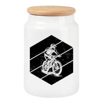 Coole Mountainbike Inspiration - Keksdose mit Holzdeckel - Weiß - Vorne