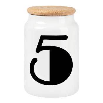 5. ANNIVERSAIRE. 5 ANS. 5e ANNIVERSAIRE. ENFANT - Boîte à biscuits avec couvercle en bois - blanc - Devant