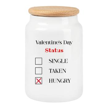 Valentines Day Funny - Cookie Jar with Wooden Lid - white - Front