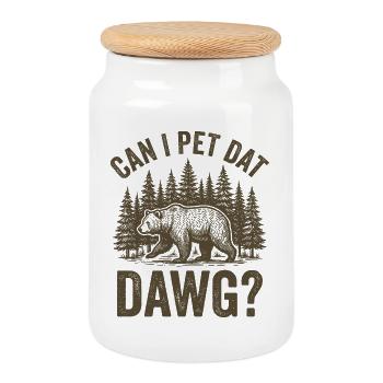 Puis-je caresser ce chien drôle d’animal de la forêt - Boîte à biscuits avec couvercle en bois - blanc - Devant