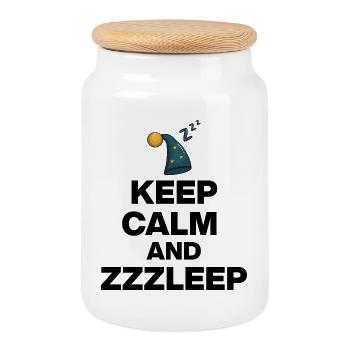 RESTE CALME ET ZZZLEEP, MAGIE DU SOMMEIL ! POUVOIR DE SOMMEIL - Boîte à biscuits avec couvercle en bois - blanc - Devant