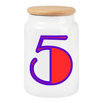 5. ANNIVERSAIRE. 5 ANS. 5e ANNIVERSAIRE. ENFANT. - Boîte à biscuits avec couvercle en bois - blanc - Devant