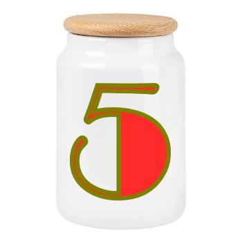 5. ANNIVERSAIRE. 5 ANS. 5e ANNIVERSAIRE - Boîte à biscuits avec couvercle en bois - blanc - Devant