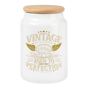 30. Geburtstag Retro Geschenk 1996 Jahrgang - Keksdose mit Holzdeckel - Weiß - Vorne