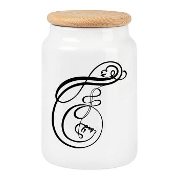 Kalligrafie Line Art Faces als Buchstabe F - Keksdose mit Holzdeckel - Weiß - Vorne